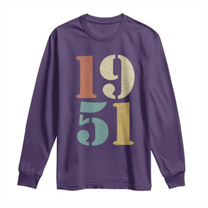75th Birthday Long Sleeve Shirt Classic Retro 1951 70 Year Old Gifts TS10 Purple Print Your Wear