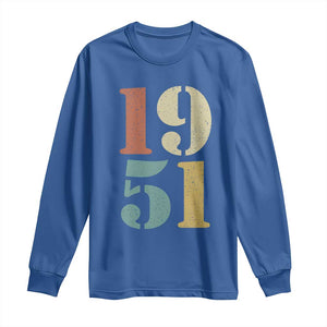 75th Birthday Long Sleeve Shirt Classic Retro 1951 70 Year Old Gifts TS10 Royal Blue Print Your Wear