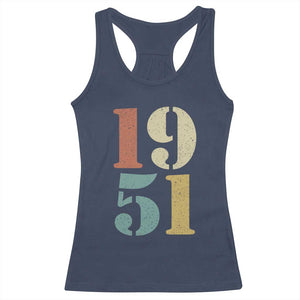 75th Birthday Racerback Tank Top Classic Retro 1951 70 Year Old Gifts TS10 Navy Print Your Wear