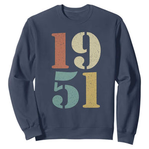 75th Birthday Sweatshirt Classic Retro 1951 70 Year Old Gifts TS10 Navy Print Your Wear