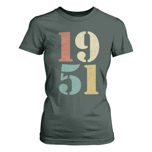 75th Birthday T Shirt For Women Classic Retro 1951 70 Year Old Gifts TS10 Dark Forest Green Print Your Wear