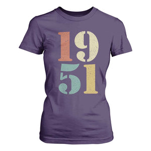 75th Birthday T Shirt For Women Classic Retro 1951 70 Year Old Gifts TS10 Purple Print Your Wear