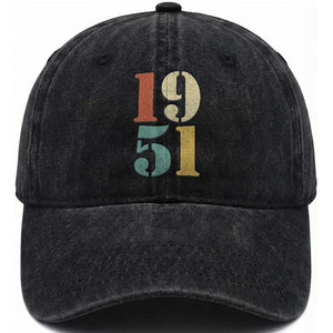 75th Birthday Washed Cotton Baseball Cap Classic Retro 1951 70 Year Old Gifts
