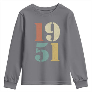 75th Birthday Youth Sweatshirt Classic Retro 1951 70 Year Old Gifts TS10 Charcoal Print Your Wear