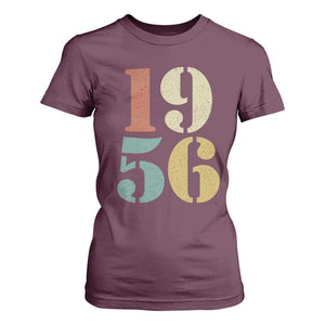 70th Birthday T Shirt For Women Classic Retro 1956 70 Year Old Gifts TS10 Maroon Print Your Wear