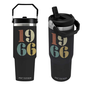 60th Birthday Flip Straw Tumbler Classic Retro 1966 60 Year Old Gifts TS10 One Size: 30 oz Black Print Your Wear