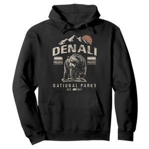 Denali National Park Hoodie Alaska Mountain Mountain Camping Hiking Mountaineering TS10 Black Print Your Wear