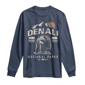 Denali National Park Long Sleeve Shirt Alaska Mountain Mountain Camping Hiking Mountaineering TS10 Navy Print Your Wear