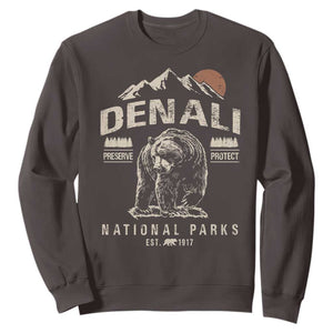 Denali National Park Sweatshirt Alaska Mountain Mountain Camping Hiking Mountaineering TS10 Dark Chocolate Print Your Wear