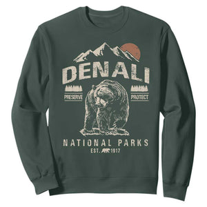 Denali National Park Sweatshirt Alaska Mountain Mountain Camping Hiking Mountaineering TS10 Dark Forest Green Print Your Wear