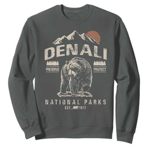 Denali National Park Sweatshirt Alaska Mountain Mountain Camping Hiking Mountaineering TS10 Dark Heather Print Your Wear
