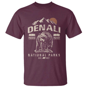 Denali National Park T Shirt Alaska Mountain Mountain Camping Hiking Mountaineering TS10 Maroon Print Your Wear