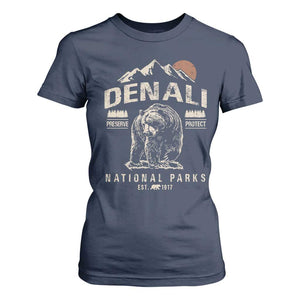 Denali National Park T Shirt For Women Alaska Mountain Mountain Camping Hiking Mountaineering TS10 Navy Print Your Wear