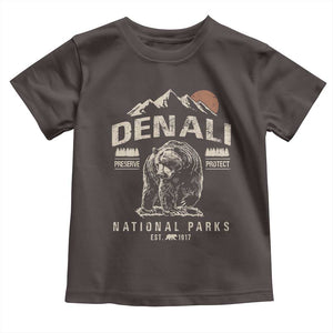 Denali National Park Toddler T Shirt Alaska Mountain Mountain Camping Hiking Mountaineering TS10 Dark Chocolate Print Your Wear