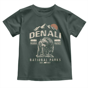 Denali National Park Toddler T Shirt Alaska Mountain Mountain Camping Hiking Mountaineering TS10 Dark Forest Green Print Your Wear