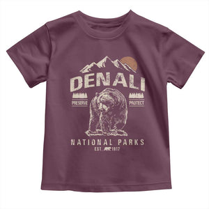 Denali National Park Toddler T Shirt Alaska Mountain Mountain Camping Hiking Mountaineering TS10 Maroon Print Your Wear