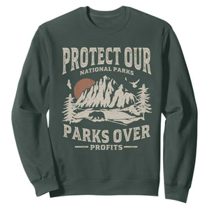 Protect Our National Parks Sweatshirt Camping Hiking TS10 Dark Forest Green Print Your Wear