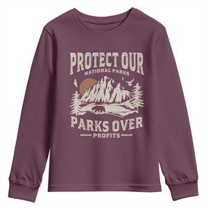 Protect Our National Parks Youth Sweatshirt Camping Hiking TS10 Maroon Print Your Wear