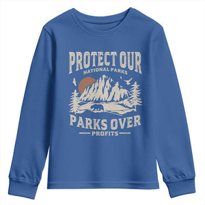 Protect Our National Parks Youth Sweatshirt Camping Hiking TS10 Royal Blue Print Your Wear