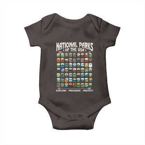 Protect Our National Parks Baby Onesie 63 Parks Over Profits Camping Hiking Sunrise Pine Tree TS10 Dark Chocolate Print Your Wear