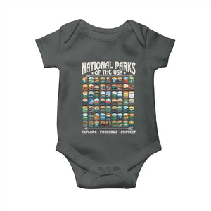 Protect Our National Parks Baby Onesie 63 Parks Over Profits Camping Hiking Sunrise Pine Tree TS10 Dark Heather Print Your Wear