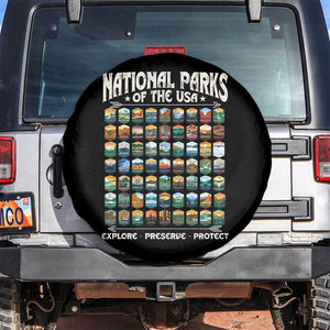 National Parks USA Spare Tire Cover 63 Park Icons Camping Hiking Nature Design TS10 No hole Black Print Your Wear