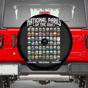 National Parks USA Spare Tire Cover 63 Park Icons Camping Hiking Nature Design TS10 Black Print Your Wear