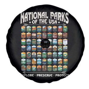 National Parks USA Spare Tire Cover 63 Park Icons Camping Hiking Nature Design TS10 Print Your Wear