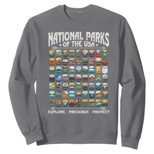 Protect Our National Parks Sweatshirt 63 Parks Over Profits Camping Hiking Sunrise Pine Tree TS10 Charcoal Print Your Wear