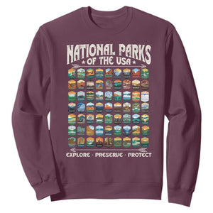 Protect Our National Parks Sweatshirt 63 Parks Over Profits Camping Hiking Sunrise Pine Tree TS10 Maroon Print Your Wear