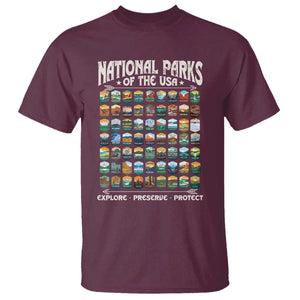 Protect Our National Parks T Shirt 63 Parks Over Profits Camping Hiking Sunrise Pine Tree TS10 Maroon Print Your Wear