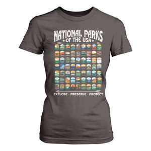 Protect Our National Parks T Shirt For Women 63 Parks Over Profits Camping Hiking Sunrise Pine Tree TS10 Dark Chocolate Print Your Wear