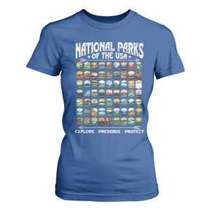 Protect Our National Parks T Shirt For Women 63 Parks Over Profits Camping Hiking Sunrise Pine Tree TS10 Royal Blue Print Your Wear