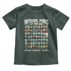 Protect Our National Parks Toddler T Shirt 63 Parks Over Profits Camping Hiking Sunrise Pine Tree TS10 Dark Forest Green Print Your Wear
