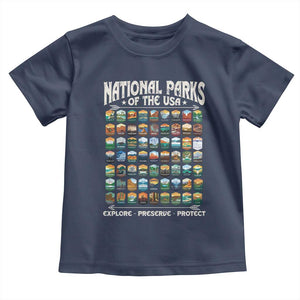 Protect Our National Parks Toddler T Shirt 63 Parks Over Profits Camping Hiking Sunrise Pine Tree TS10 Navy Print Your Wear