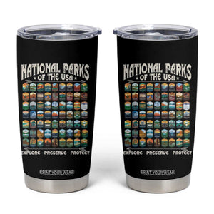 Protect Our National Parks Tumbler Cup 63 Parks Over Profits Camping Hiking Sunrise Pine Tree TS10 Black Print Your Wear