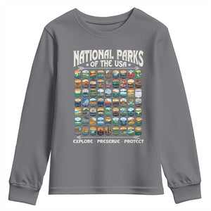 Protect Our National Parks Youth Sweatshirt 63 Parks Over Profits Camping Hiking Sunrise Pine Tree TS10 Charcoal Print Your Wear