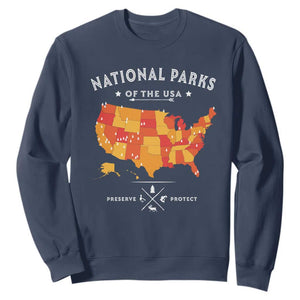 Protect Our National Parks Sweatshirt Of The Usa Map NPS TS10 Navy Print Your Wear