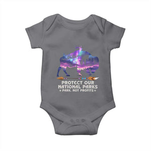 Protect Our National Parks Baby Onesie Bison Forest Starscape Aurora TS10 Charcoal Print Your Wear