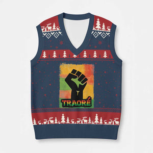 Burkina Faso Ibrahim Traoré V-Neck Knit Sweater Vest TS10 Navy Red Print Your Wear