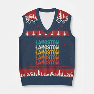 Langston V-Neck Knit Sweater Vest Oklahoma Retro Vintage City