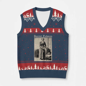 Harriet Tubman V-Neck Knit Sweater Vest Juneteenth Black History Freedom TS10 Navy Red Print Your Wear