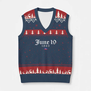 June 19 1865 Juneteenth Flag V-Neck Knit Sweater Vest Celebrating Black Freedom History TS10 Navy Red Print Your Wear