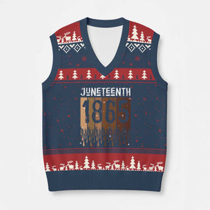 Juneteenth 1865 V-Neck Knit Sweater Vest June 19th Celebrating Black Freedom Melanin TS10 Navy Red Print Your Wear