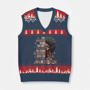 I'm The Storm Black Women V-Neck Knit Sweater Vest Juneteenth Black History Melanin TS10 Navy Red Print Your Wear