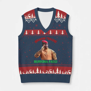 Burkina Faso Ibrahim Traoré Thomas Sankara V-Neck Knit Sweater Vest TS10 Navy Red Print Your Wear