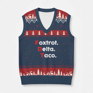 Foxtrot Delta Taco V-Neck Knit Sweater Vest Subtle FDT Resist TS10 Navy Red Print Your Wear