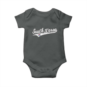 South Korea Baby Onesie Retro Script Sport Korean Flag TS10 Dark Heather Print Your Wear