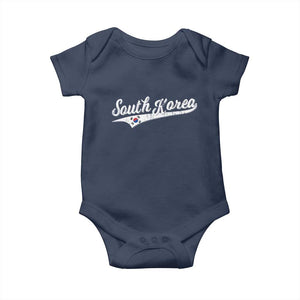 South Korea Baby Onesie Retro Script Sport Korean Flag TS10 Navy Print Your Wear