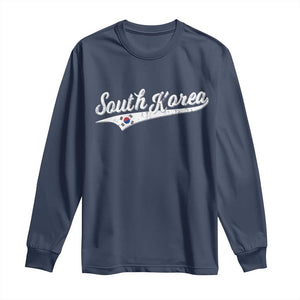 South Korea Long Sleeve Shirt Retro Script Sport Korean Flag TS10 Navy Print Your Wear
